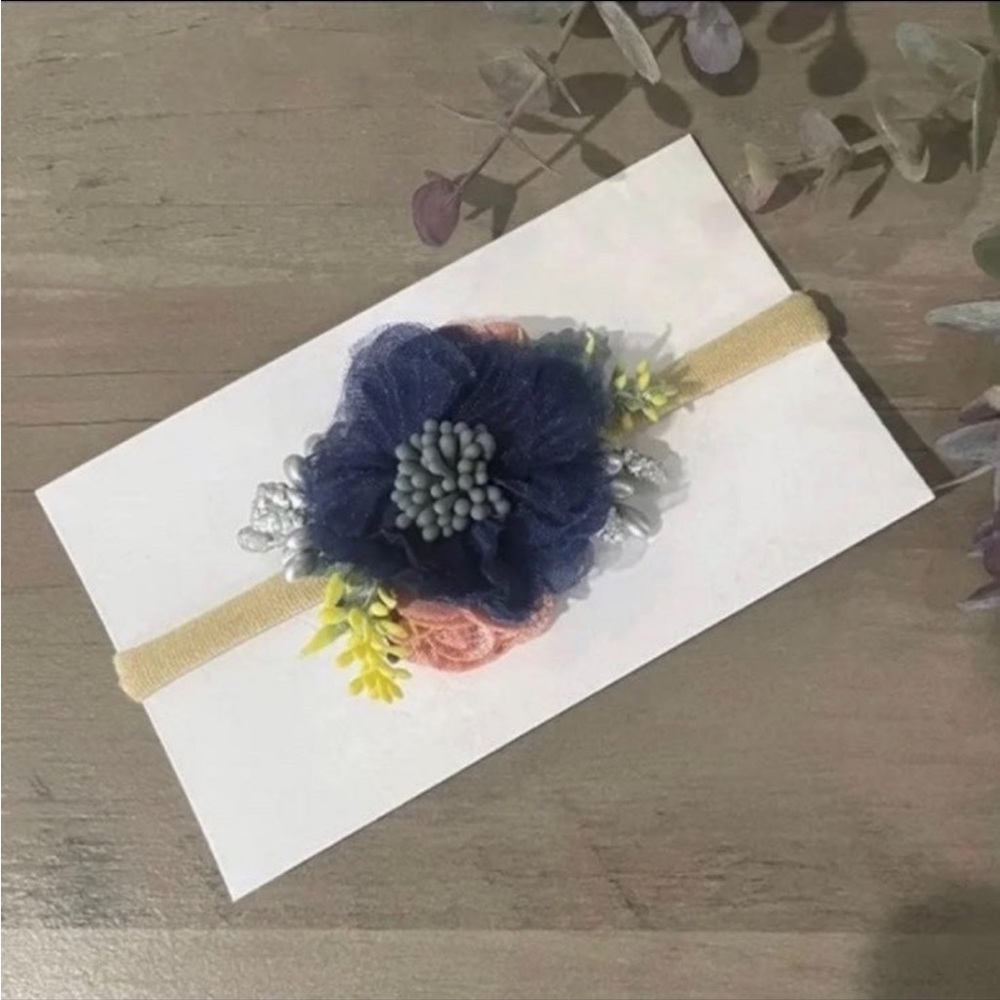 3/$20 🔷 Blue Floral Baby Girls Bow Headbands